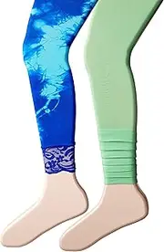 [Jefferies Socks] Big Girls' Dip Dye Socks and Footless Tights (Pack of 3)