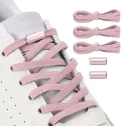 No Tie Shoelaces Tieless Elastic Shoe Laces 3Pcs with 2 Metal Buckles, Pink