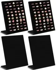 4 Pcs Velvet Ring Display 50 Slots L-Shaped Ring Display Stand Tray Holder fo...