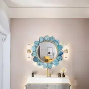 18" Blue Agate Stone Living Room Wall Mirror Handmade Art Modern Housewarming