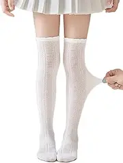 [Bingerlily] Girls Knee High Socks Hollow Out Anti-skid Knitting Stockings School Uniform Dress Socks