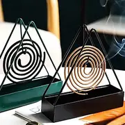 Iron Mosquito Coil Holder Incense Holders Coil Incense Burner Frame Repellent Incense Rack for Household Bedroom Patio Triangular Shape Mosquito Repellent Ince