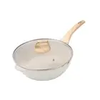 9.4inch Non Stick Wok with Glass Lid Scratch Resistant for All Stove Versatile