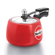 Hawkins Contura Aluminum Pressure Cooker Ceramic Coated Handi Cooker Red 3 L