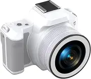 Digital Camera, 16X Optical Zoom, 2K 48MP Vlogging Camera, Rear and Front Cameras for Photography and Video, Autofocus & Anti-Shake, Travel Selfie for YouTube with Flash (D11 White)