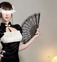 在飛比找Yahoo!奇摩拍賣優惠-歐式復古蕾絲花邊女式扇夏季蘭花扇舞蹈表演攝影拍照道具折扇扇子