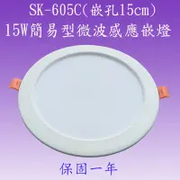 在飛比找蝦皮購物優惠-【豐爍】SK-605C  15W簡易型微波感應嵌燈(嵌孔15