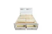 Porcia Timber Bed with Storage Shelves & Drawers - White - Double