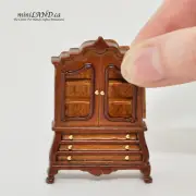 1:48 1/4 quarter scale wooden Walnut Baby dutch ARMOIRE for dollhouse miniature