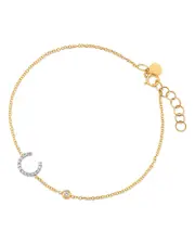 Zoe Lev 14K Yellow Gold Diamond Initial & Bezel Bracelet
