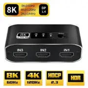 8K HDMI 2.1 Switch 3x1 3 Port HDMI Selector Hub 3 in 1 out HDMI 2.1 Switcher USA