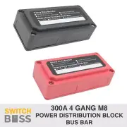 4 GANG M8 Box Power Distribution Block Bus Bar Terminal Post 12v 300A Block Box