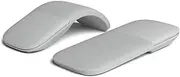 Foldable Ergonomic Arc Touch Computer Mouse, 1600 (dpi) Silent PC Mouse with Horizontal Vertical Scroll, Ultra Thin, 2 AAA Battery Powered [131.2 * 55 * 14.5mm] (Gray White)