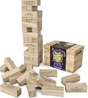 Spin Master Games Happy Hour Tower, Giant Jumbling Wooden Blocks Drinking Game College Bachelorette House Party Pregame Bar Drunk Tipsy Funny Gift, for Adults Ages 18+