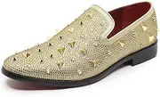 [Metrocharm] Men's Vintage Spike Rhinestone Designer Classic Smoking Dress Tuxedo Loafers Slip On Shoes SM-24