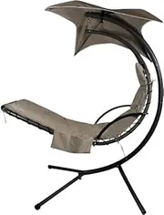 BASANOB Outdoor Hanging Lounge Chair Replacement Cushion Cover and Umbrella Fabric, Patio Curved Chaise Hammock Floating Swing Chair Pads (Cushion Not Included) (Coffee)
