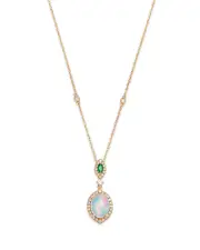 Bloomingdale's Fine Collection Ethiopian Opal, Emerald, & Diamond Pendant Necklace in 14K Yellow Gold, 18