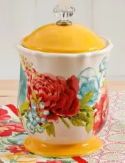 Pioneer Woman ~ Blossom Jubilee ~ Stoneware ~ 8.75" Jar/Canister ~ Acrylic Knob