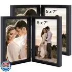 ORIVAN 2 Pack 5x7 Double Picture Frames Hinged Folding Photo Frames with Glas