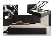 Istyle Milan Double Gas Lift Ottoman Storage Bed Frame Pu Leather Black