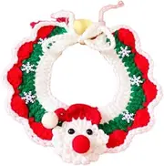 Generic New Year Cat Collar Handwoven Crochet Bib,Knit Pet Scarf,Kitten Necklace Scarf for Puppy Kitty Small Medium Cats and Dogs, Santa Claus, M