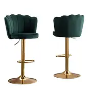 Swivel Bar Stools Bar Height Set of 2 Adjustable Upholstered Counter Barstool Velvet Bar Chairs with Back/Gold Base for Kitchen Island/Bar/Cafe-Emeral