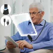 5X Large Reading Magnifying Glass with Light, Rechargeable Hands-Free Magnifying Lamp with Flexible Gooseneck, 24x17cm Ultra Clear Lens, Perfect for R