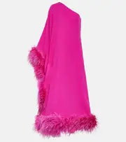 [Valentino] Valentino Cady Couture feather-trimmed silk gown AU 12 pink