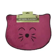 Pink Cat Face-Shaped w/Nose & Whiskers Pet Bowl Placemat - 13.5" x 10.5" - New!!