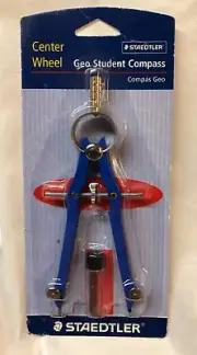 Staedtler Geo Student Compass Center Wheel 956 BK, 8" Draw, Refill Leads, NIB