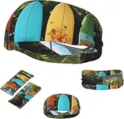 FJWSLCH Surf's up Surfboard Headbands for Women Men Non Slip Workout Sweatbands Adjustable Sports Hair Bands Elastic Head Bands Moisture Wicking Hairband for Running, Cycling, Yoga, Spa