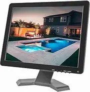 15" CCTV Monitor, 1024x768 LCD Display for Home Security System, Surveillance Camera STB PC Monitor, Audio BNC VGA HDMI Monitor, Dual Built-in Speakers, Desktop/Wall Mount
