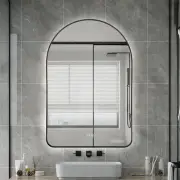 Arched LED Mirror Black 130x70cm Bevel Backlit Dimmable Defogger Touch Sensor