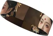 [FHESDCW] Oriental Beauty Headbands for Women & Men Sports Headband, Fits All Head Sizes, Ultra Absorbent & Non-Slip Sweatband for Running, Yoga, Gym