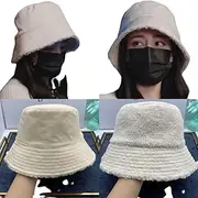[iopjklhonghome] Lamb Hair Fisherman Hat Tide Double-Sided Fluff Basin Hat Tide