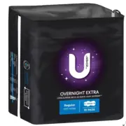 U by Kotex 10 Pack Extra Overnight Pads with Wings