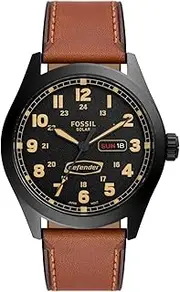 [FOSSIL] Men's Brown Leather Defender Analogue Watch, 46mm