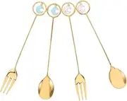 Zerodeko Innovative Star Moon Theme Stainless Steel Spoons Forks Set for Tea Dessert