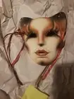 Vintage 1988 About Face Clay Art SF Ceramic Cat Woman Mask With Ribbons