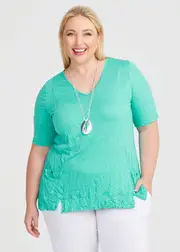 [TS] Taking Shape Bamboo Calla Pocket Top Size 16 in Aqua - Plus Size Women's Clothing Aqua