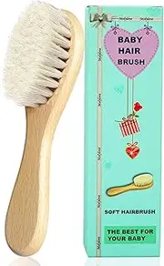 Molylove Baby Hair Brush with Wooden Handle and Super Soft Goat Bristles for Newborns & Toddlers