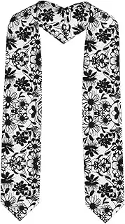 [EdWal] Black and White Flowers print Graduation Stole and Sash Class for Unisex Adult Honor Stole Honor Stole of 2025