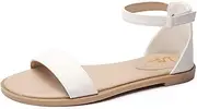 [LM] Women's Flat Sandals Open Toe One Band Ankle Strap Sandals Casual Summer Flat Sandals