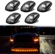 5pcs Auto Led Cab Lights, Solar Powered Cab Lights, Led Cab Roof Top Marker Running Lights, Wireless Cab Lights No Drill For Truck Suv white