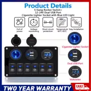 6 Gang 12V 24V Switch Panel ON OFF Toggle LED Rocker Dual USB Car Marine Boat RV (for: Subaru)