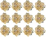 12pcs/Set Simple and Elegant Round Edge Napkin Rings for Table - High-end Texture Wedding Metal Napkin Rings Alloy, Gold