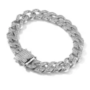 Sterling Silver Moissanite Cuban Link Chain Bracelet