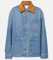 [Bottega Veneta] Bottega Veneta Padded suede-trimmed denim jacket AU 14 blue