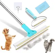 Carpet Rake for Pet Hair Removal, Adjustable Long Handle Lint Remover with 140cm Innovative Metal Edge, Dog Cat Fur Remover Brush Broom for Rug, Furniture, Couch, Car Mats, Stairs