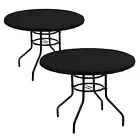 LUSHVIDA Vinyl Fitted Table Cover Elastic Edged Plastic Table Cover… Black 2P...